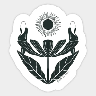 Born to Love Minimalist Sun and flower  Design Sticker